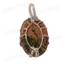 Load image into Gallery viewer, Unakite pendant with seven chakra tree