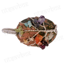 Load image into Gallery viewer, Unakite pendant with seven chakra tree