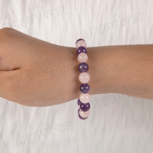 Load image into Gallery viewer, Natural Amethyst and Rose Quartz bracelet