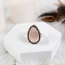 Load image into Gallery viewer, Pink rose quartz ring