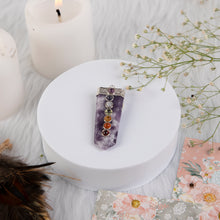 Load image into Gallery viewer, Amethyst Pendant with 7 Chakra Stones
