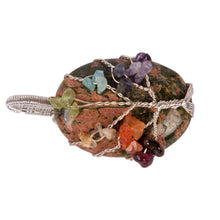 Load image into Gallery viewer, Unakite pendant with seven chakra stones
