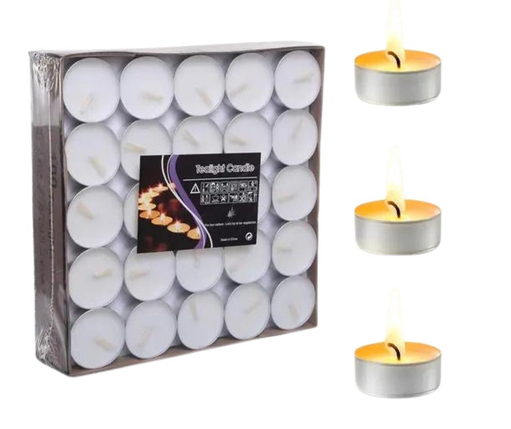 Tealight set of 50 burning candles [burning time- 4 hours]