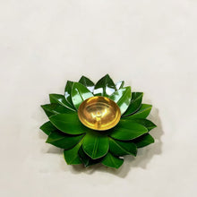 Load image into Gallery viewer, Green Lotus Shaped Diya (4 Inch)
