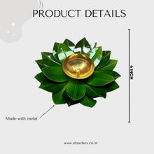 Load image into Gallery viewer, Green Lotus Shaped Diya (4 Inch)
