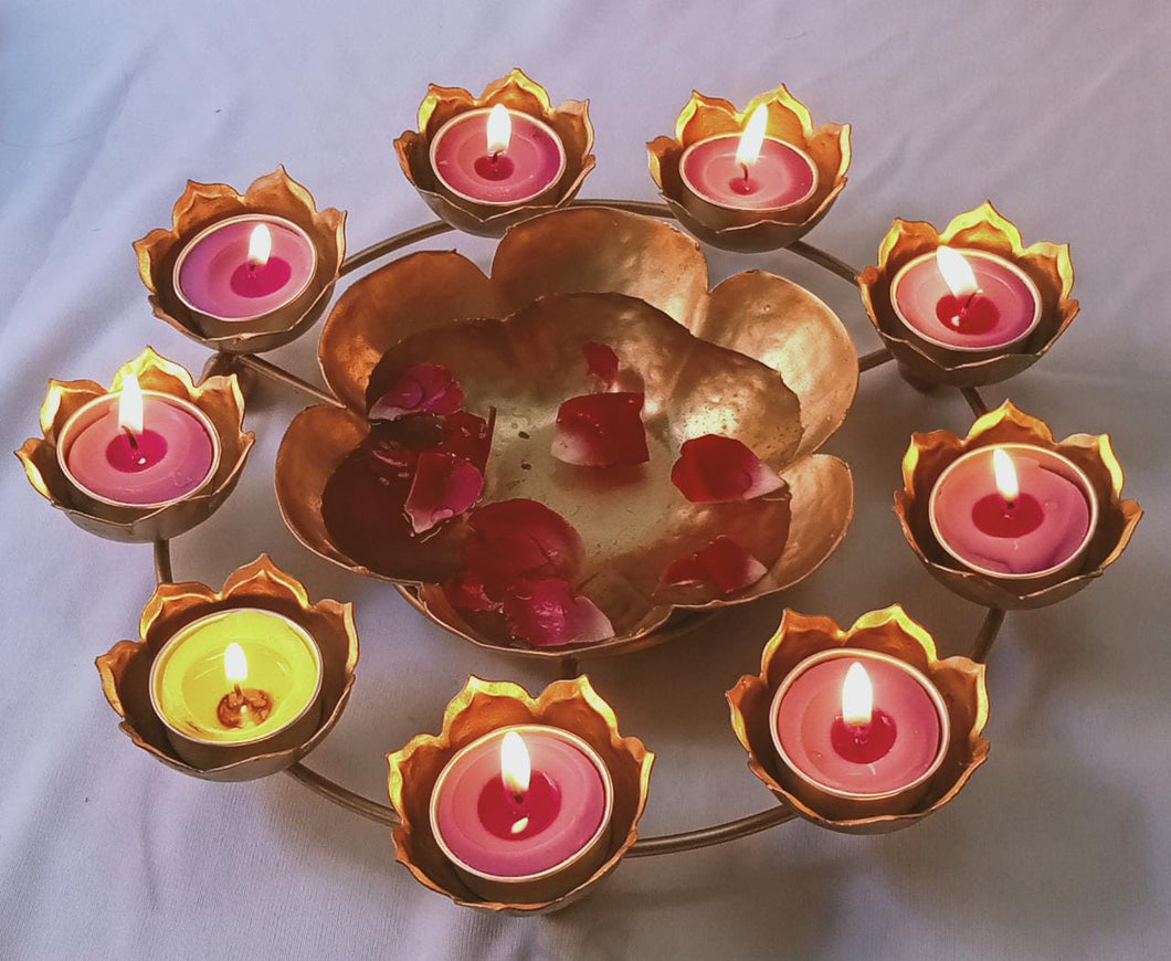 Floral Diya Metal Urli