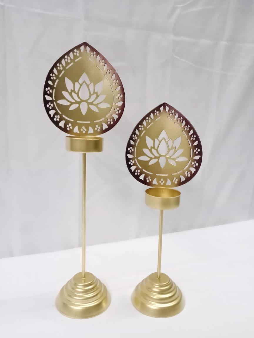 Mandala Leaf Tealight Holder Set of 2