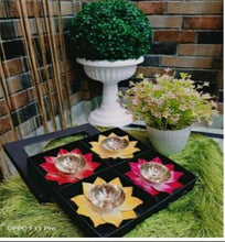 Load image into Gallery viewer, Multicolor 4&quot; Lotus Akhand Diya- Set of 4
