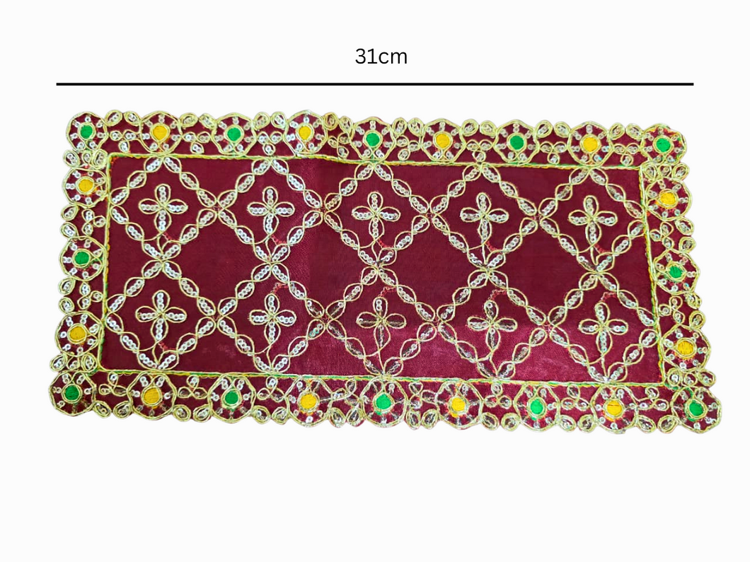 Chunri for Pooja with Design, Red , 30 x 10 cm