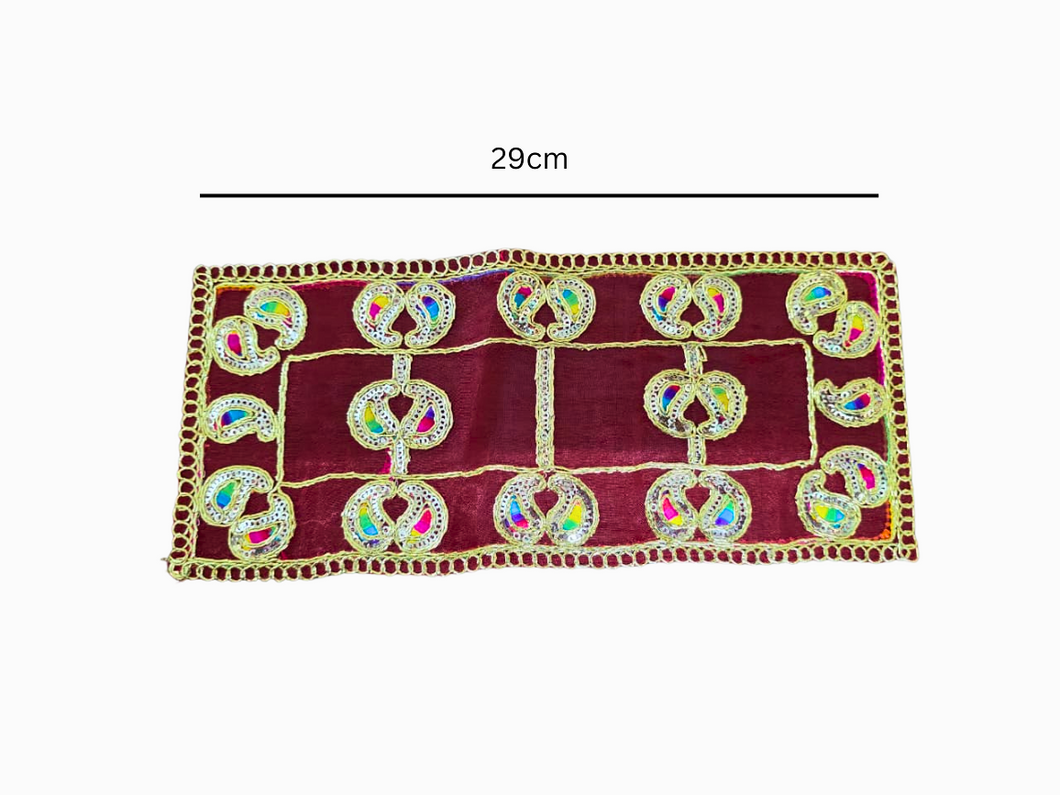 Utsav Box Chunri Decorative Mat for Pooja, Traditional Design, Red, 30 x 6 cm,