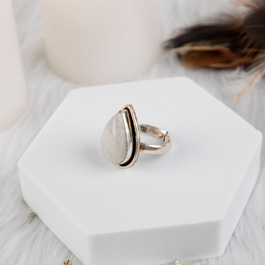 White Moonstone Ring